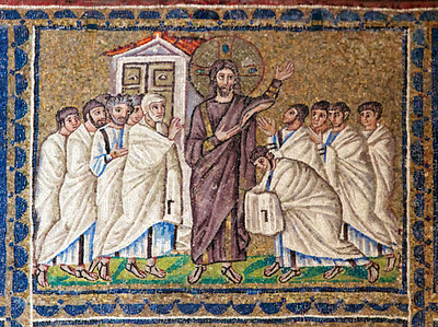 Christ appears to the disciples in the upper room, moasic tile