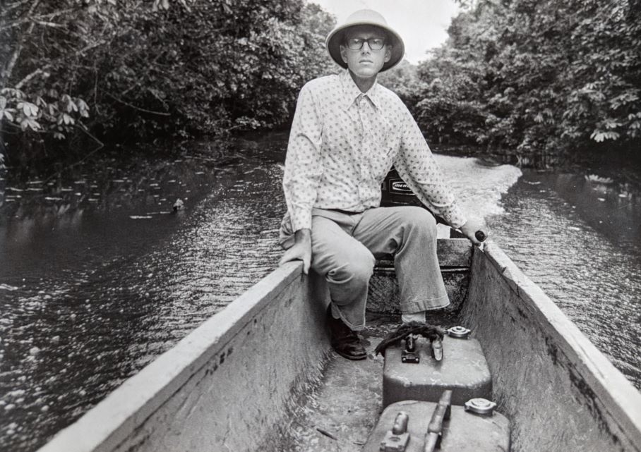 Fr Paul Ewers on a boat in Ecuador